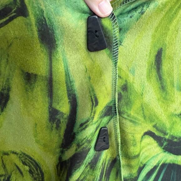 Jess & Jane Cape Jacket Green Button Front 2XL XXL Abstract Artsy Fairygrunge - Picture 4 of 7